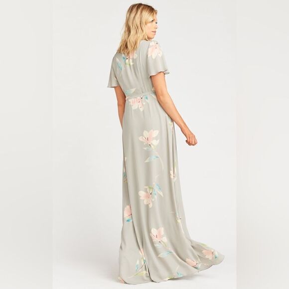 Show Me Your MuMu Noelle Flutter Wrap Dress in Lily Showers - Picture 4 of 6